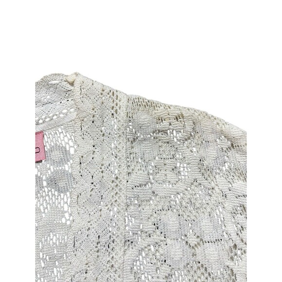 Bandolino Lace Crotchet Cardigan Sweater Romantic Preppy Sz 8 - Picture 3 of 16
